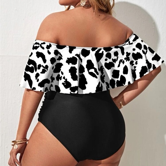 Boho leopard print off shoulder bikini swimsuit - Picture 3 of 15